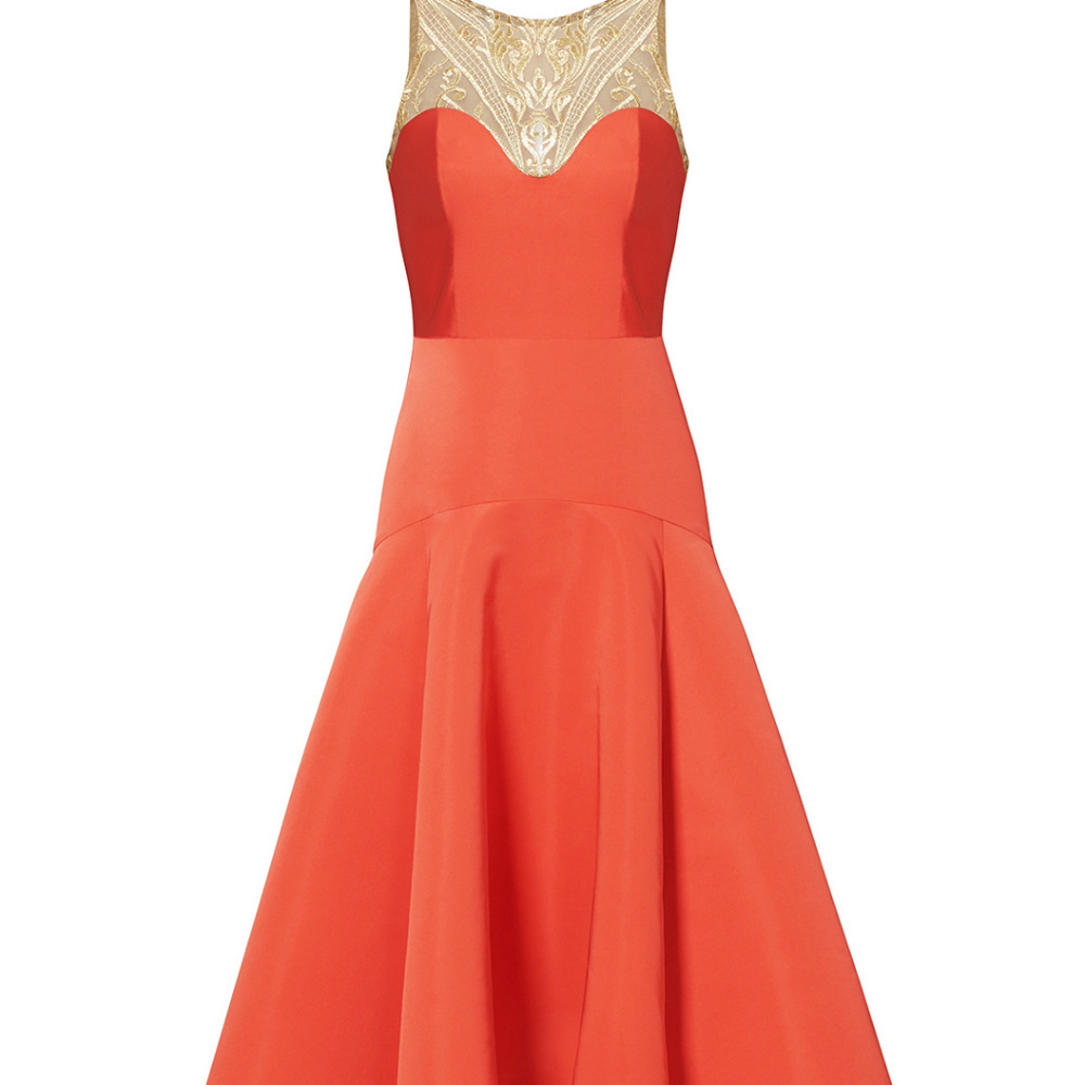 Marchesa Notte Warm Red Hi Low Gown NWT